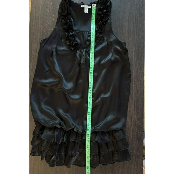Trinity Black Silk Sleeveless Ruffled Tunic Top Size S - Picture 5 of 5